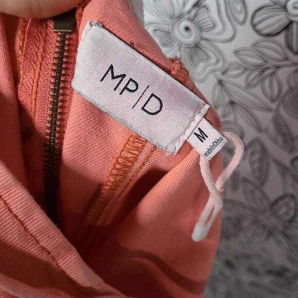 MP D denim coral pink body-con mini dress sexy flirty med Y2K punk - Picture 6 of 7